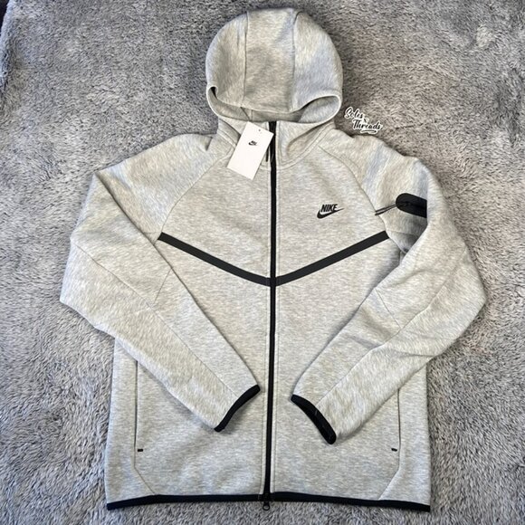 Nike NSW Windrunner Tech Fleece Zip Hoodie Sizes Men Heather Grey - Picture 1 of 5